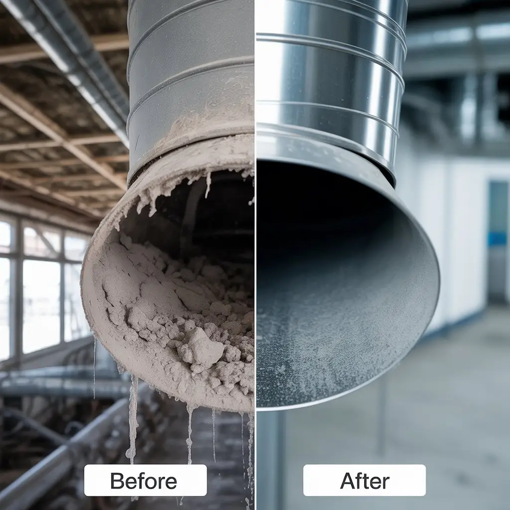 Before and after commercial air duct cleaning results Fort Collins business