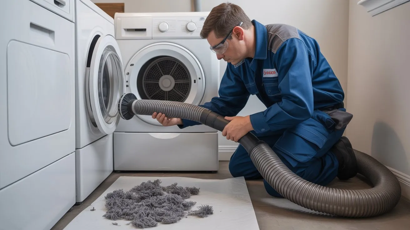 HVAC technician cleaning a dryer vent in fort collins home